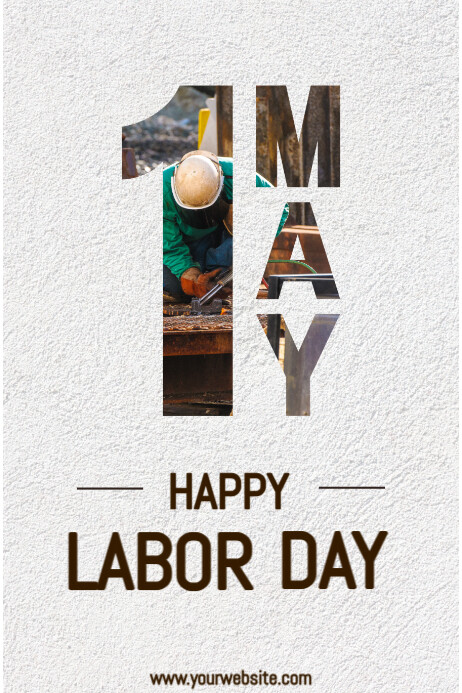 White Maximalist 1st May Labor Day Poster Template | PosterMyWall