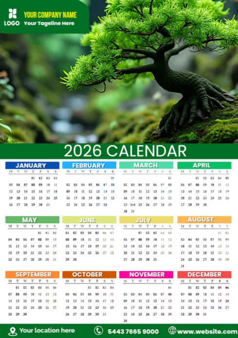 White Maximalist 2026 Calendar A3 Template | PosterMyWall