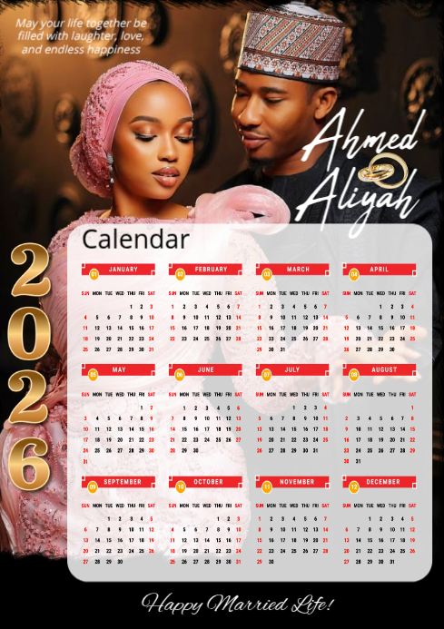 White Maximalist 2026 Calendar A4 Template | PosterMyWall