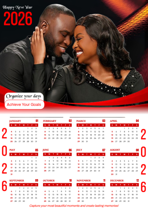 White Maximalist 2026 Calendar A4 Template | PosterMyWall