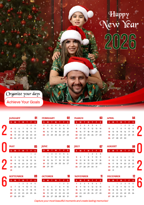 White Maximalist 2026 Calendar A4 Template | PosterMyWall