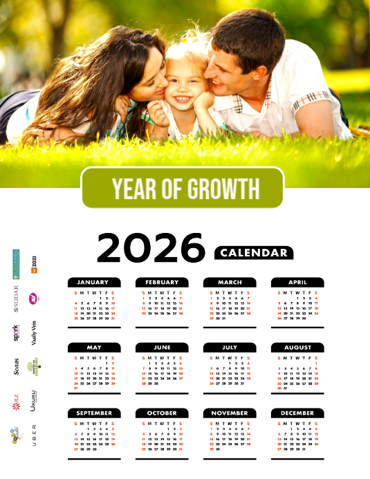Plantilla de White Maximalist 2026 Calendar Flyer (us Letter ...
