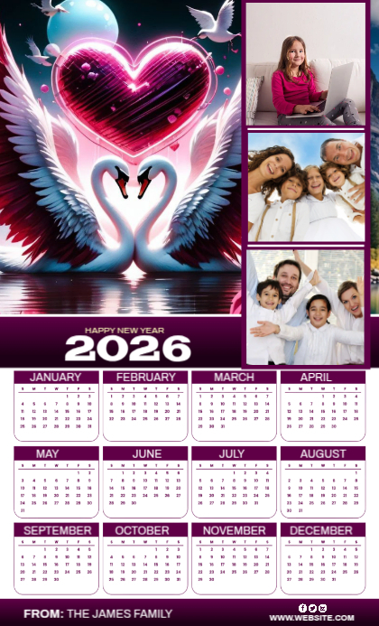 Plantilla de White Maximalist 2026 Calendar Promotion Us Legal ...