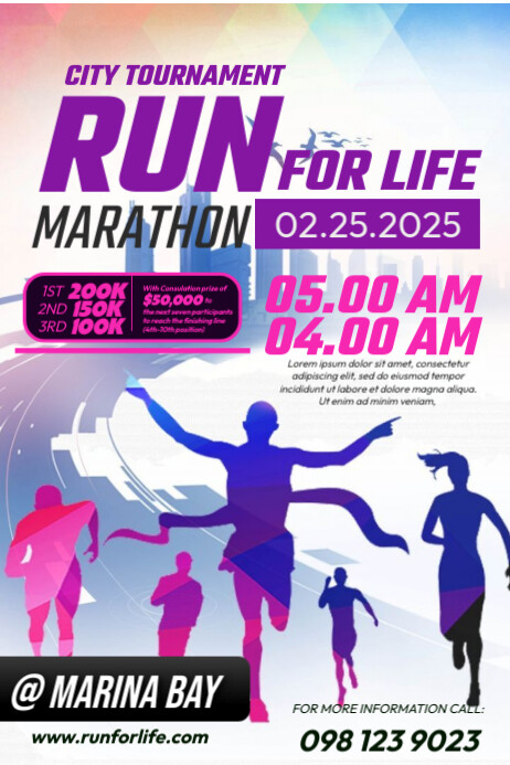 White Maximalist 21km Marathon Poster Cartaz template