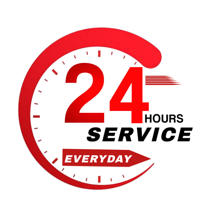 White Maximalist 24 Hours Service Everyday  Instagram Post template