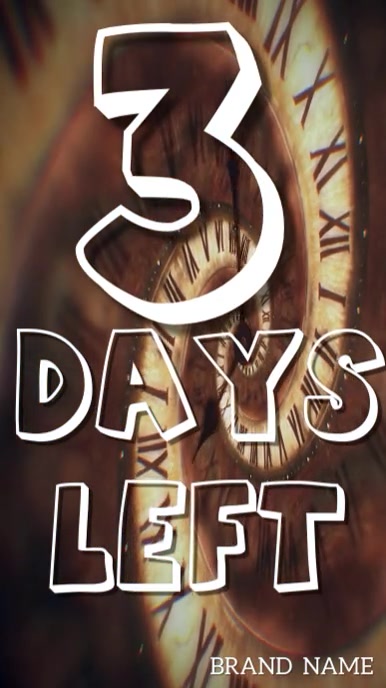 White Maximalist 3 Days Left Countdown Design  Instagram Reel template