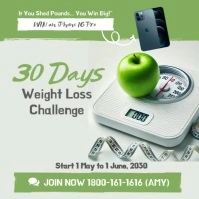 White Maximalist 30 Days Weigh Loss Challenge Instagram Post template