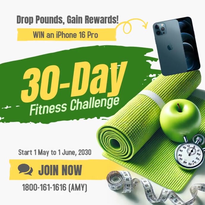 White Maximalist 30 Days Weigh Loss Challenge Instagram Post Iphosti le-Instagram template