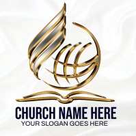 White Maximalist 3d Church Logo Logótipo template