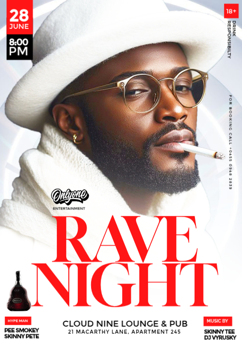 White Maximalist 3D Club Night Rave Party Event Flyer A4 Template ...