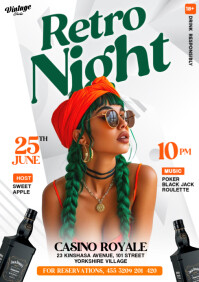 White Maximalist 3d Maximalist Retro Night Party Club Event Flyer Poster A4 template
