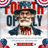 White Maximalist 4th July Poster Template Instagram Post