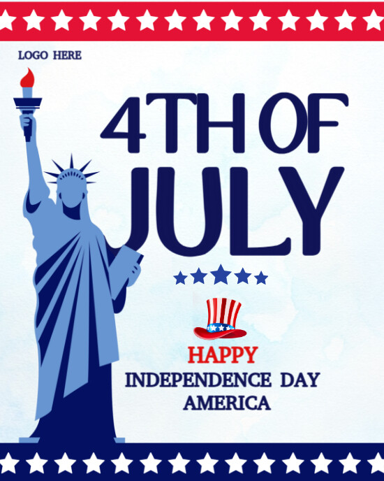 White Maximalist 4th Of July American Independence Day Design  Instagram Portrait template