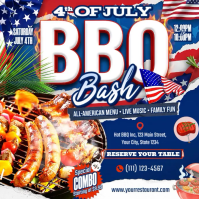 White Maximalist 4th of July BBQ Bash Square Video Vierkant (1:1) template