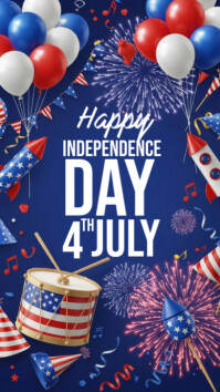 White Maximalist 4th Of July Celebation Template Instagram Story