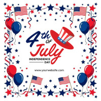 White Maximalist 4th Of July Instagram Post Instagram-opslag template