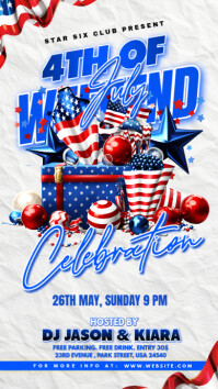 White Maximalist 4th Of July Party Poster Instagram Story template
