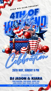 White Maximalist 4th Of July Party Poster Instagram Story template