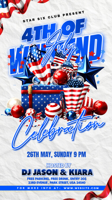 White Maximalist 4th Of July Party Poster Instagram Story Indaba yaku-Instagram template