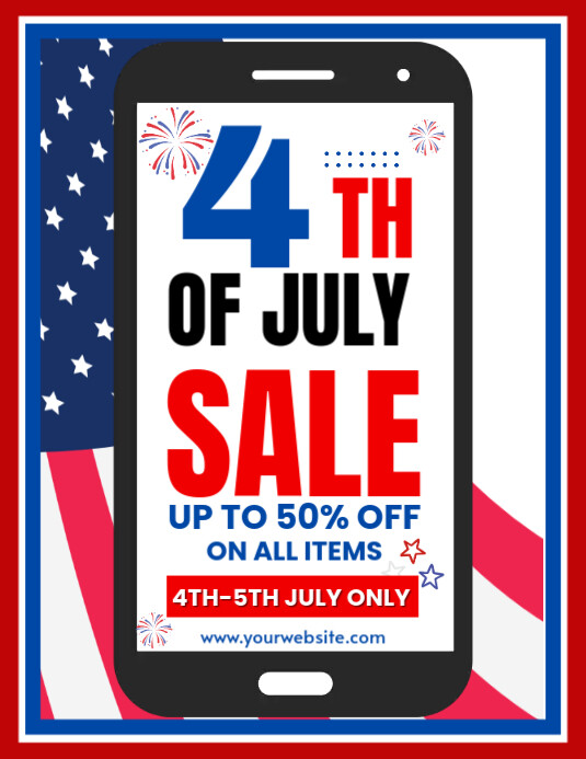 White Maximalist 4th Of July Sale  Flyer (us Letter) template
