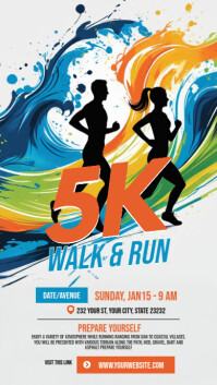 White Maximalist 5k Run & Walk Event  Instagram Story Instagram-verhaal template