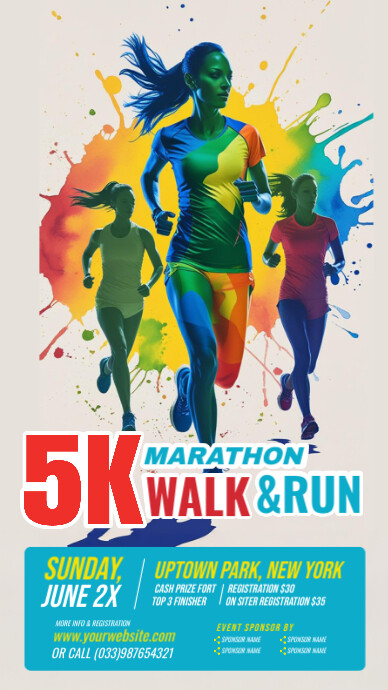 White Maximalist 5k Run & Walk Event Instagram Story template