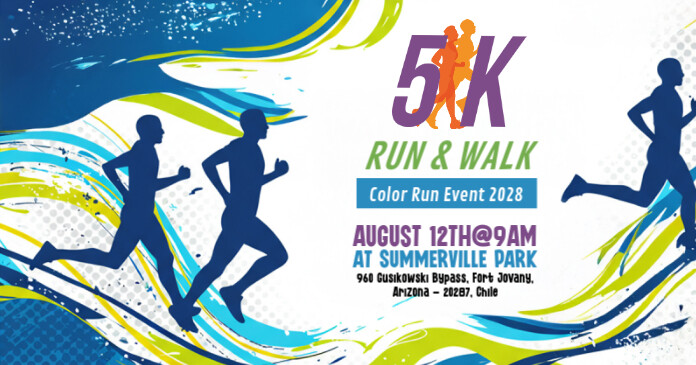 White Maximalist 5k Run Ad Template Facebook Shared Image