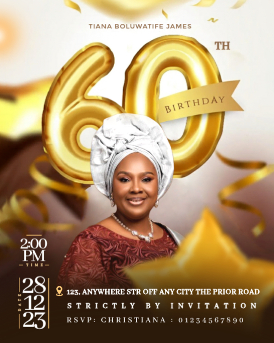 White Maximalist 60th Birthday Flyer Instagram Portrait Template ...