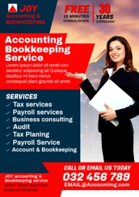White Maximalist Accounting & Bookkeeping Service Flyer A5 template