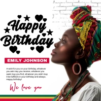 White Maximalist African Birthday Square (1:1) template