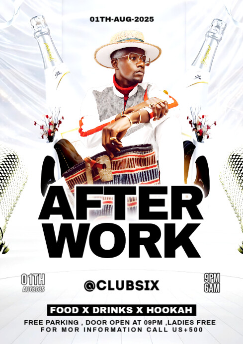 White Maximalist After Work Party Flyer A4 Template | PosterMyWall