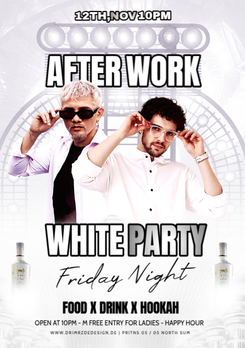 Modèle White Maximalist After Work Party Flyer A4 | PosterMyWall
