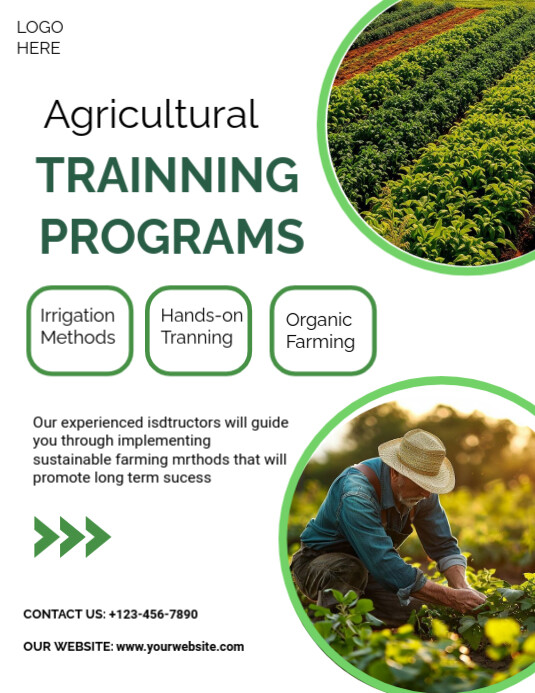 White Maximalist Agricultural Training Program  Flyer (us Letter) template