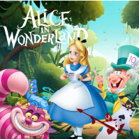 White Maximalist Alice In Wonderland Instagram Post Instagram-opslag template