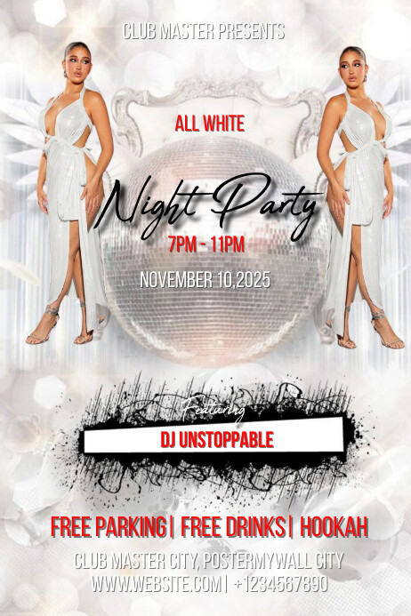 Copy of White Maximalist All White Club Party Poster | PosterMyWall