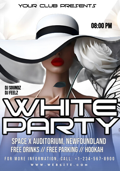 White Maximalist All White Party A4 Template | PosterMyWall