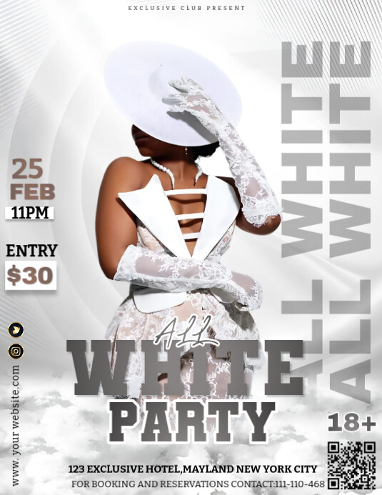 White Maximalist All White Party Flyer (us Letter) Template | PosterMyWall