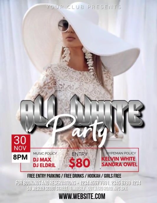 Copy of White Maximalist All White Party Flyer (us Letter) | PosterMyWall