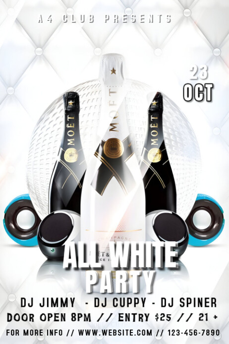 Plantilla de White Maximalist All White Party Flyer Poster | PosterMyWall