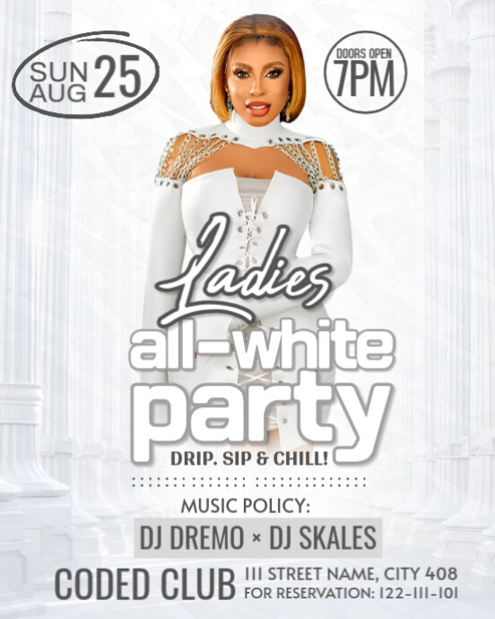 Copy of White Maximalist All White Party Instagram Portrait | PosterMyWall