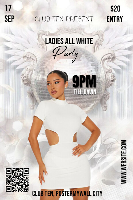 Plantilla de White Maximalist All White Party Poster | PosterMyWall