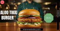 White Maximalist Aloo Tikki Burger Promo Banner Facebook Shared Image template
