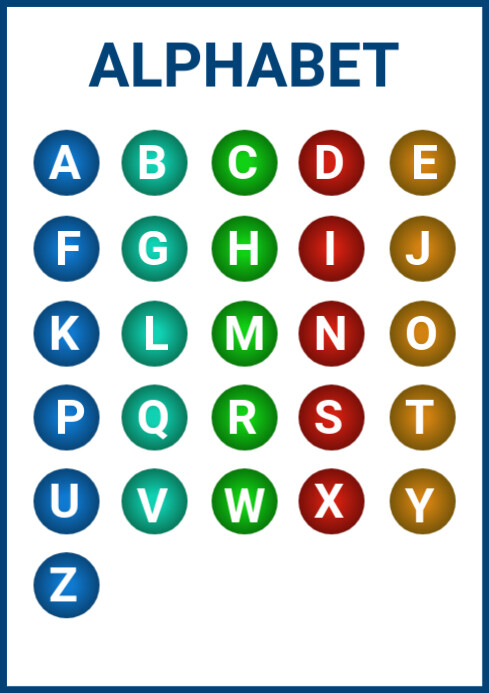 White Maximalist Alphabet A4 template