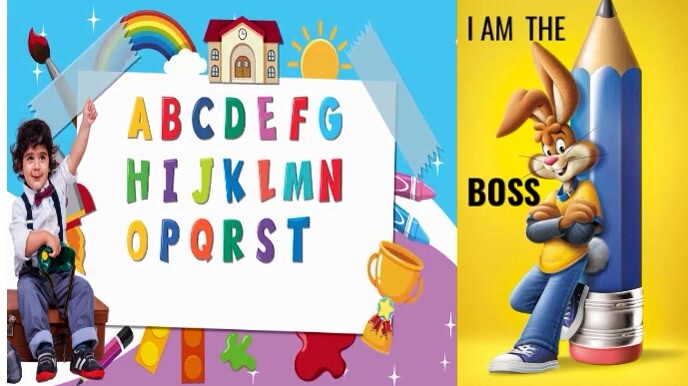 White Maximalist Alphabet Boss Digitl Display (16:9) template