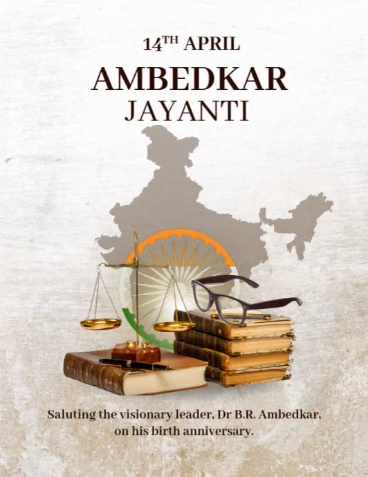 White Maximalist Ambedkar Jayanti Video Template Flyer (us Letter)