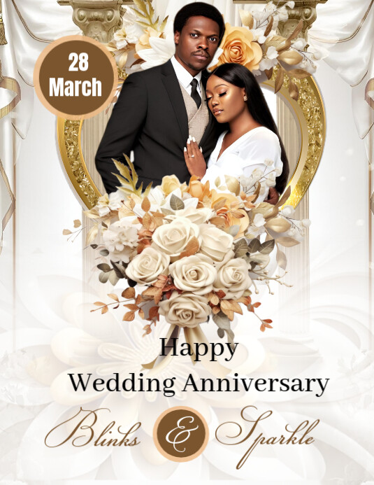 White Maximalist Anniversary  Flyer (us Letter) template