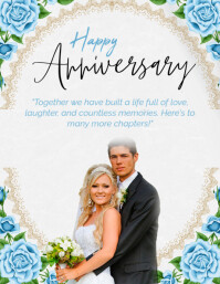 White Maximalist Anniversary Greeting Card Flyer (us Letter) template