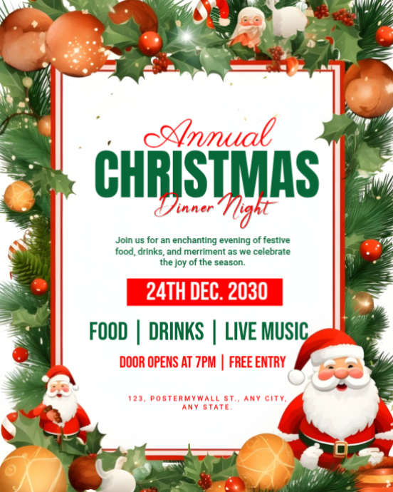 White Maximalist Annual Christmas Dinner Instagram Portrait Template ...