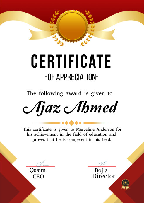 White Maximalist Apprection Certificate  A6 template