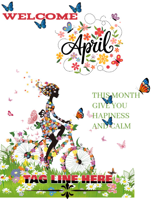 White Maximalist April Flyer (us Letter) template